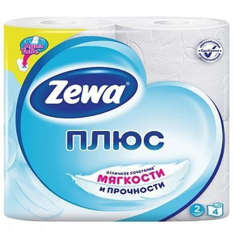 Бумага туалетная Zewa Плюс 2сл 4шт/уп белая