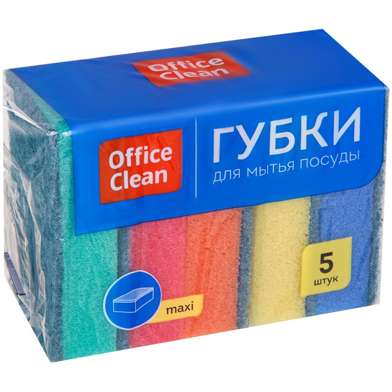 Губки для посуды поролоновые OfficeClean макси 9х6,5х2,7см 5шт/уп