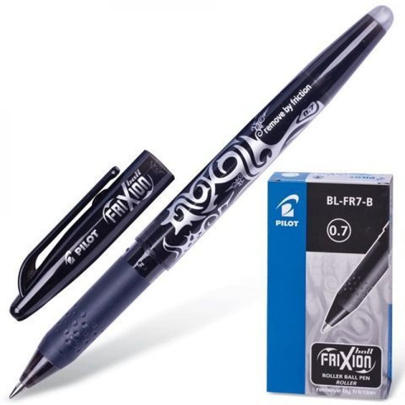 Ручка стираемая гелевая Pilot Frixion 0,7мм резиновый держатель чёрная