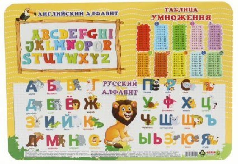 Настольное покрытие А3 для лепки, Алфавит и Таблица умножения