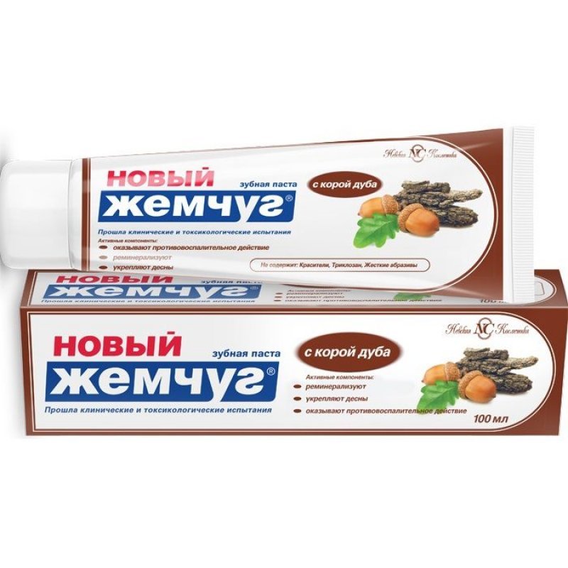 Зубная паста Новый Жемчуг 100мл Кора дуба