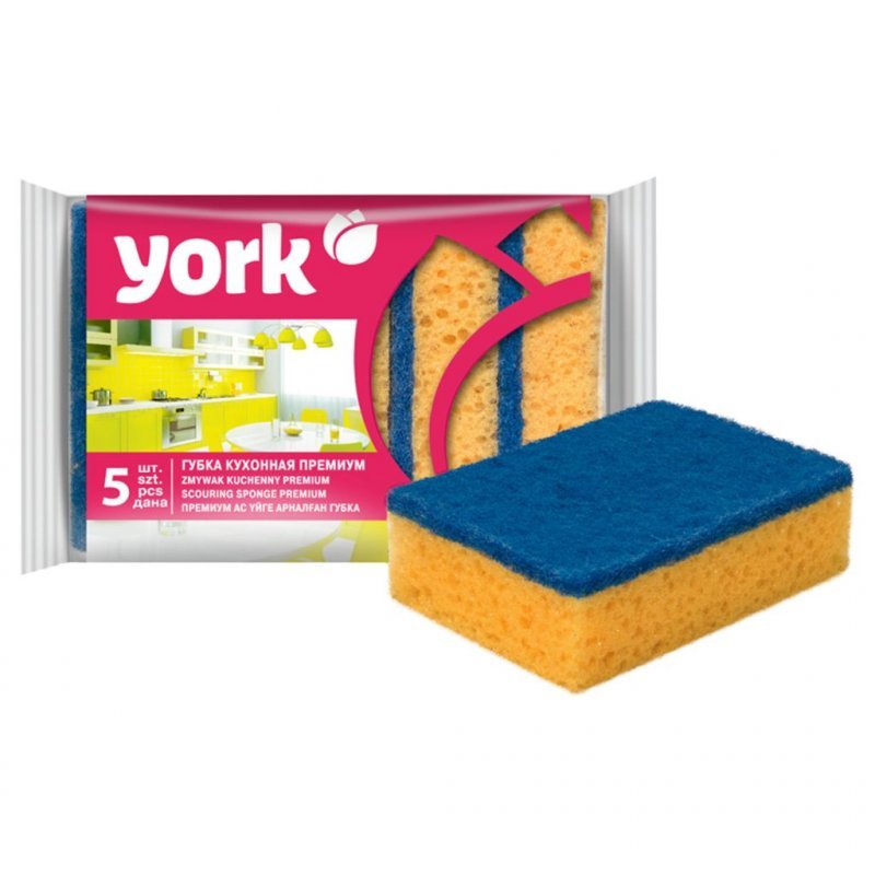 Губки для посуды поролоновые York макси 10,5х7,5х3см 5шт/уп