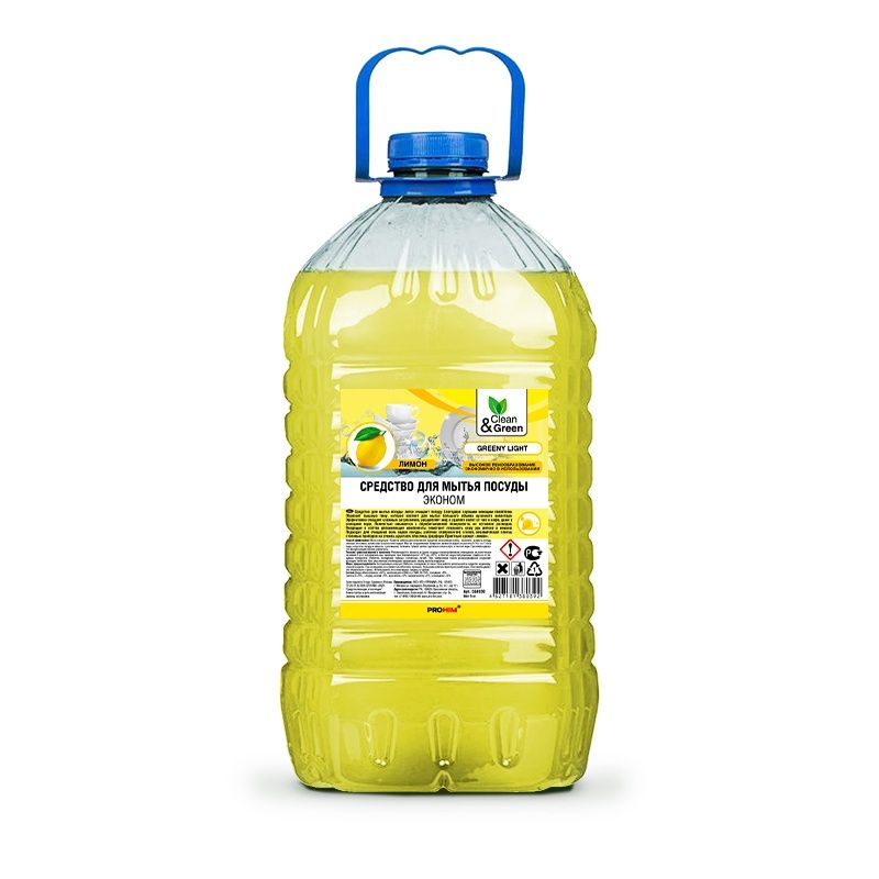 Средство для мытья посуды 5л Clean&Green Greeny Light Лимон ПЭТ