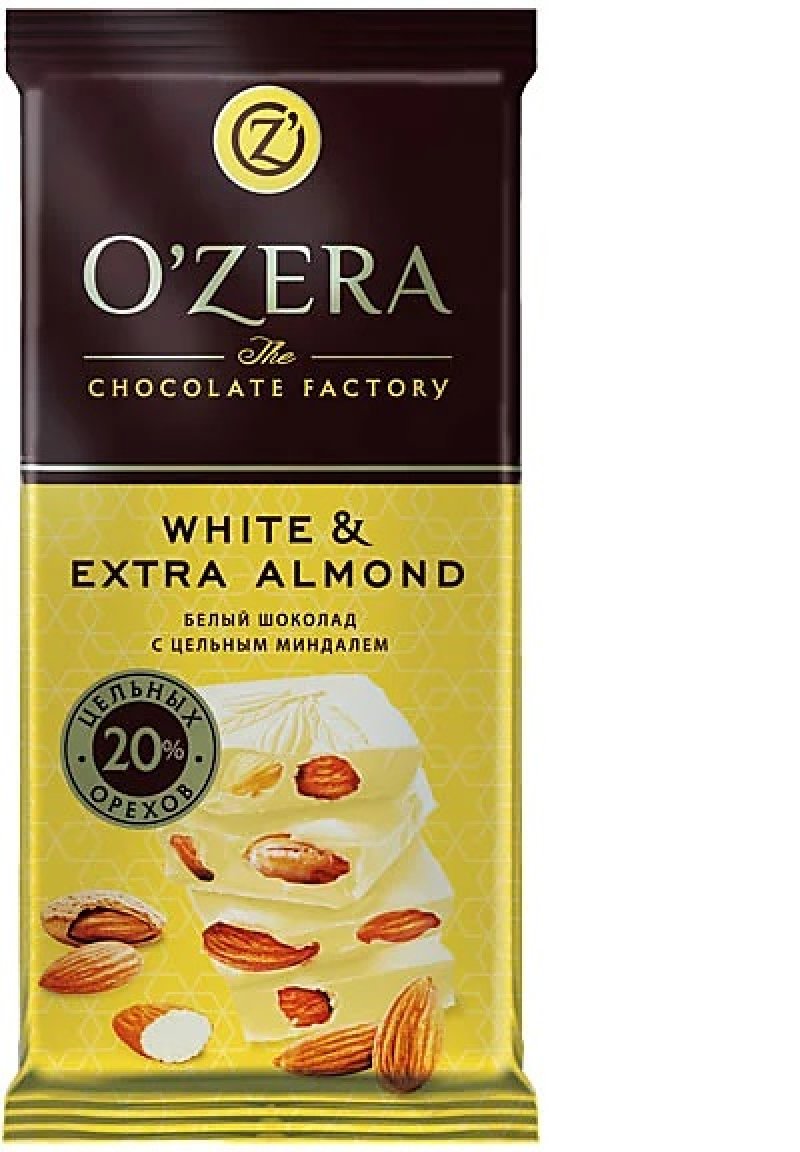 Шоколад OZera White and Extra Almond 90г