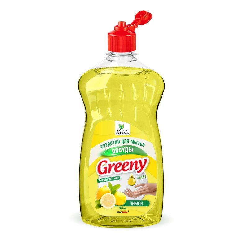 Средство для мытья посуды 500мл Clean&Green Greeny Light Лимон