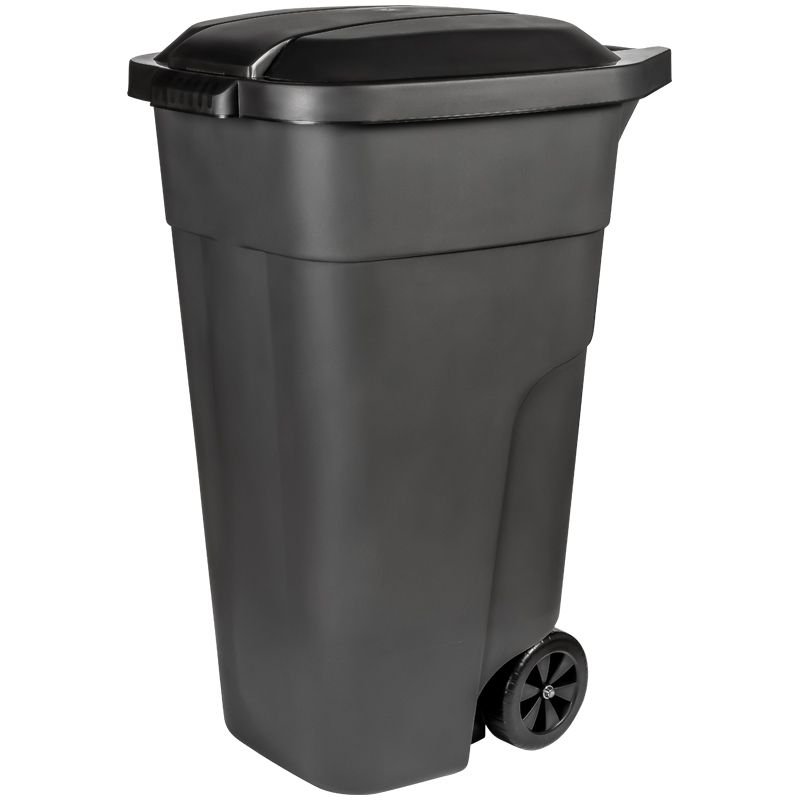 Бак для мусора PlastTeam 110л пластик на колесах серый с крышкой