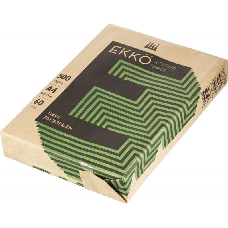Бумага писчая А4 60г/м2 60% 500л EKKO