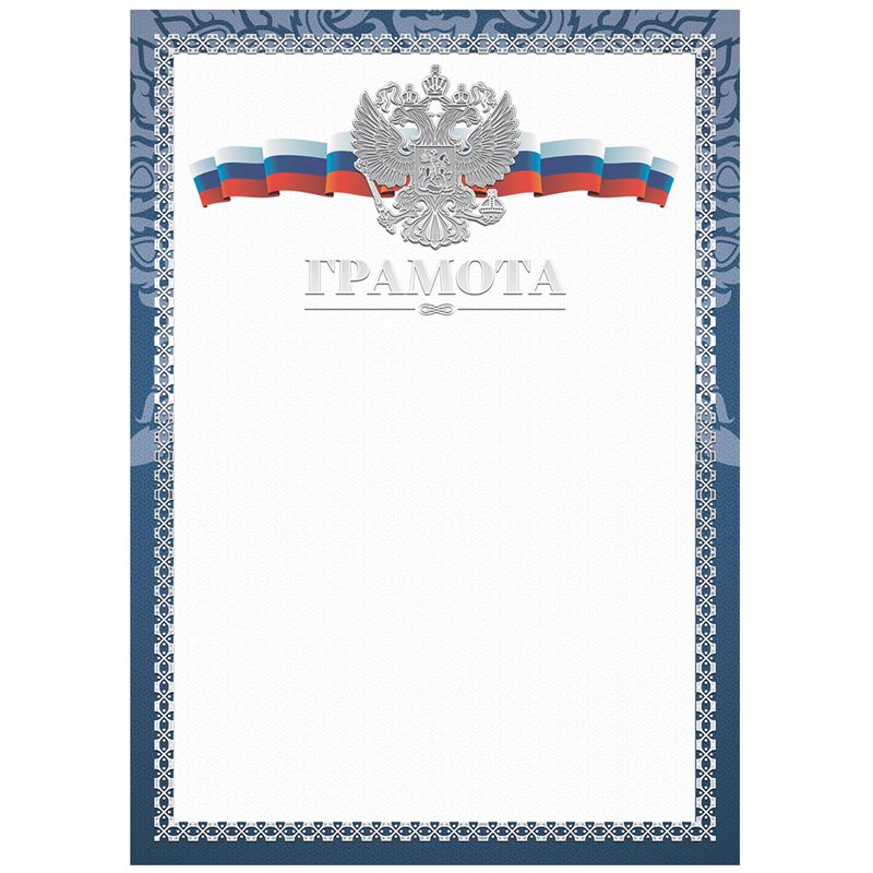 Грамота А4 мелованный картон синяя рамка
