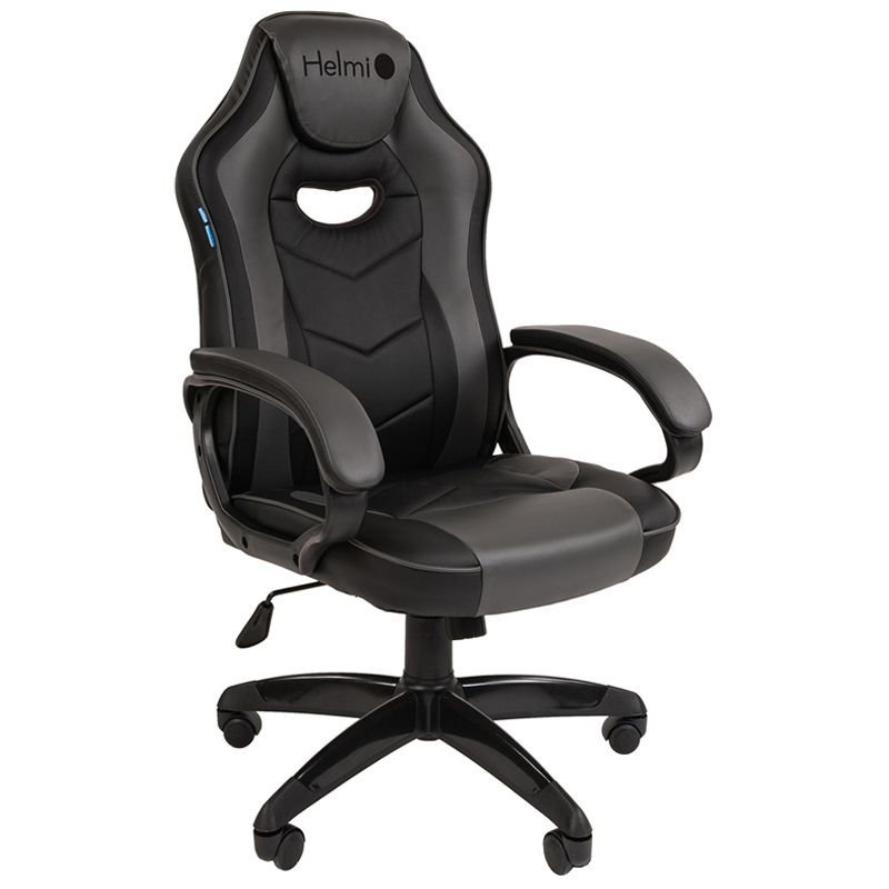 Кресло игровое Helmi HL-S15 Skyline чёрное/серое экокожа механизм топган