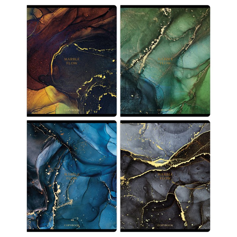 Тетрадь 48л Marble color мелованный картон клетка с полями скрепка