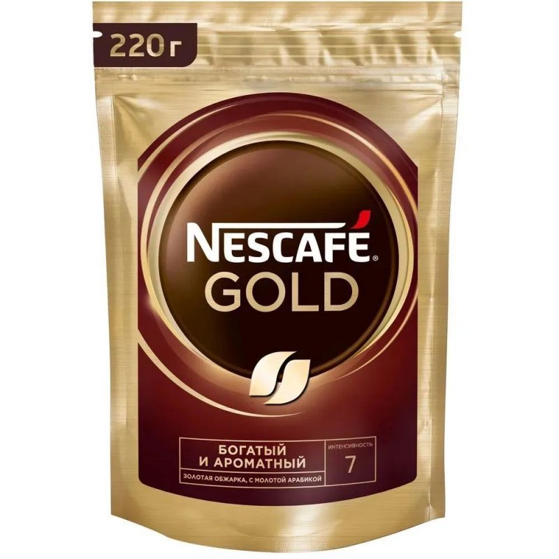 Кофе Nescafe Gold растворимый сублимированный 220г мягкая упаковка