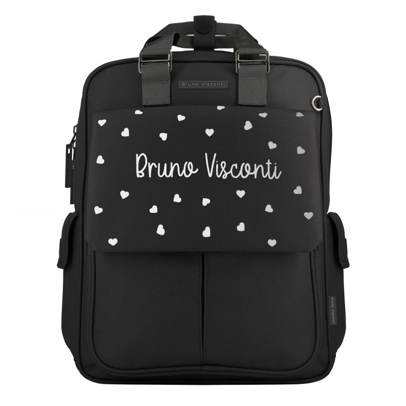 Сумка-рюкзак Bruno Visconti Black&White Сердечки 1 отделение 3 кармана черный