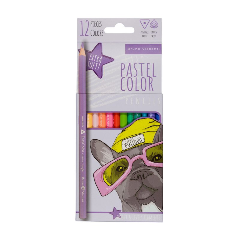 Карандаши 12цв Bruno Visconti Easy Color цветные пастельные картонная коробка европодвес
