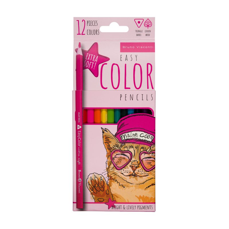 Карандаши 12цв Bruno Visconti Easy Color деревянные картонная коробка европодвес