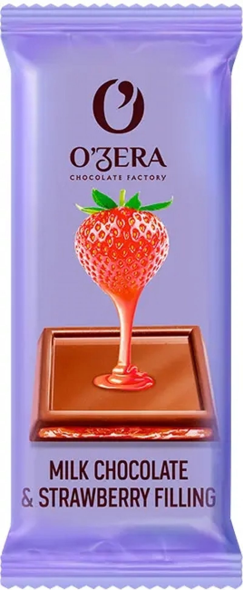 Шоколадный батончик O'Zera Milk & Strawberry filling с желейной клубничной начинкой 24г