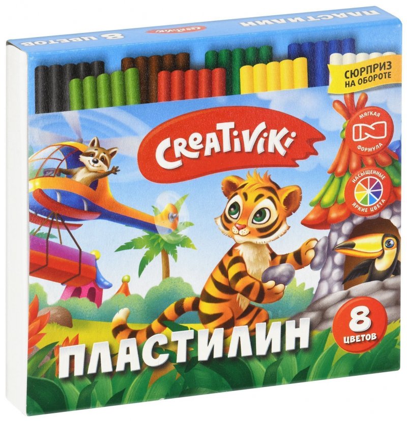 Пластилин 8цв Creativiki 120г со стеком