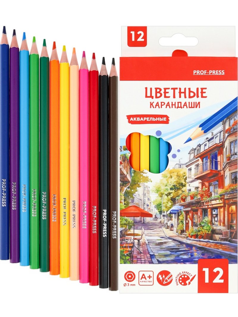 Карандаши 12цв Prof-Press После Дождя картоннная коробка европодвес
