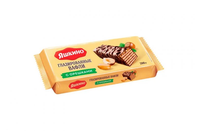 Вафли Яшкино с орешками глазированные 200г
