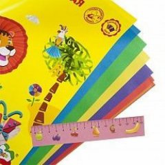 Бумага цветная А4 16л/8цв Каляка-Маляка газетная